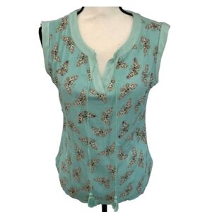 7th AVE DESIGN STUDIO NY&C, Women's Mint Green Butterfly Embellished Top, Sz XL